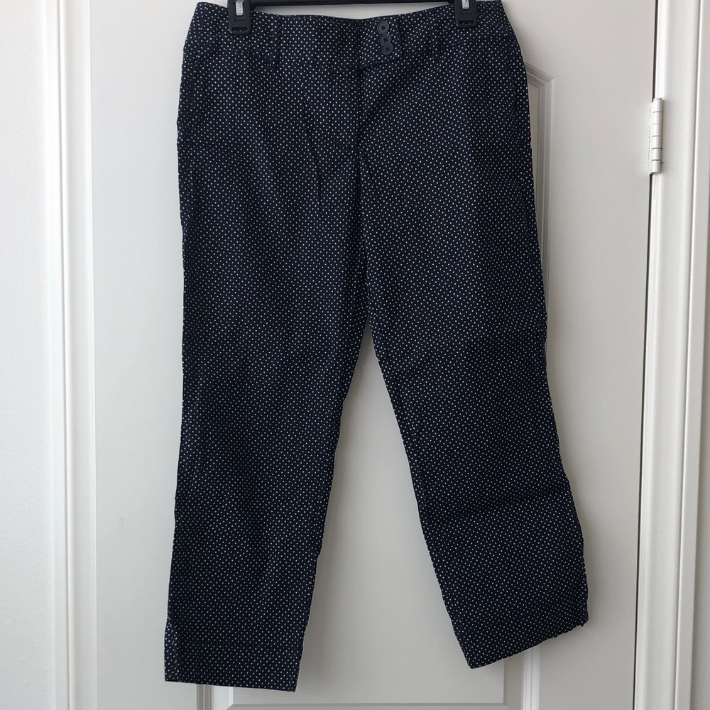 LOFT Navy and White Polka Dot Capri